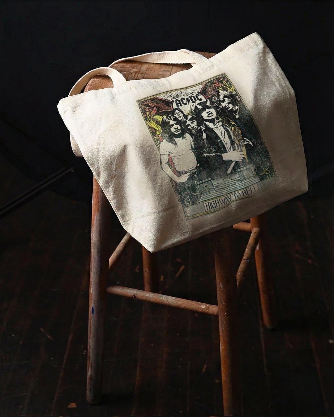 AC/DC Highway To Hell Ivory Tote Bag - Roots of Fight