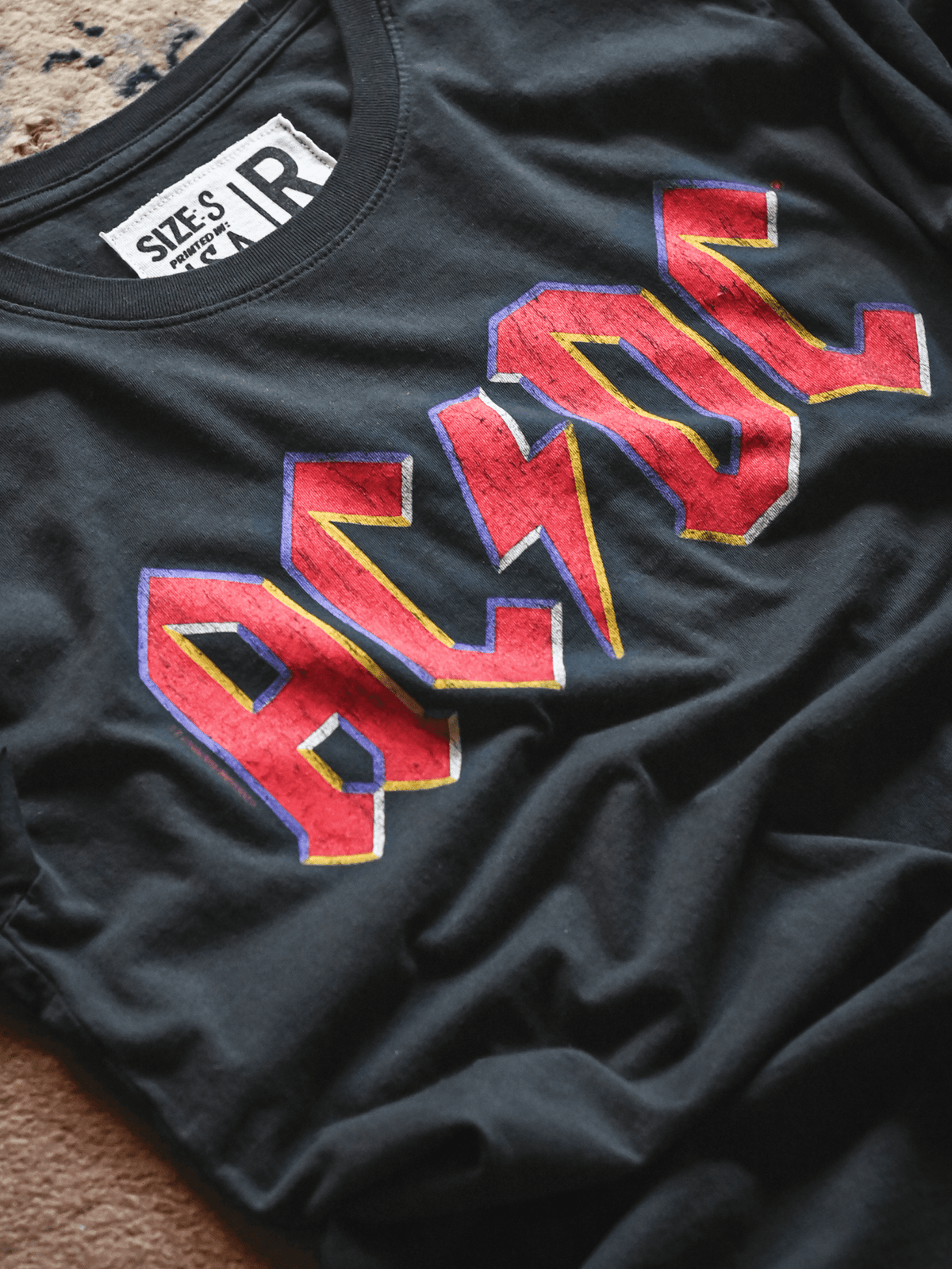 AC/DC Vintage Black Tee - Roots of Fight