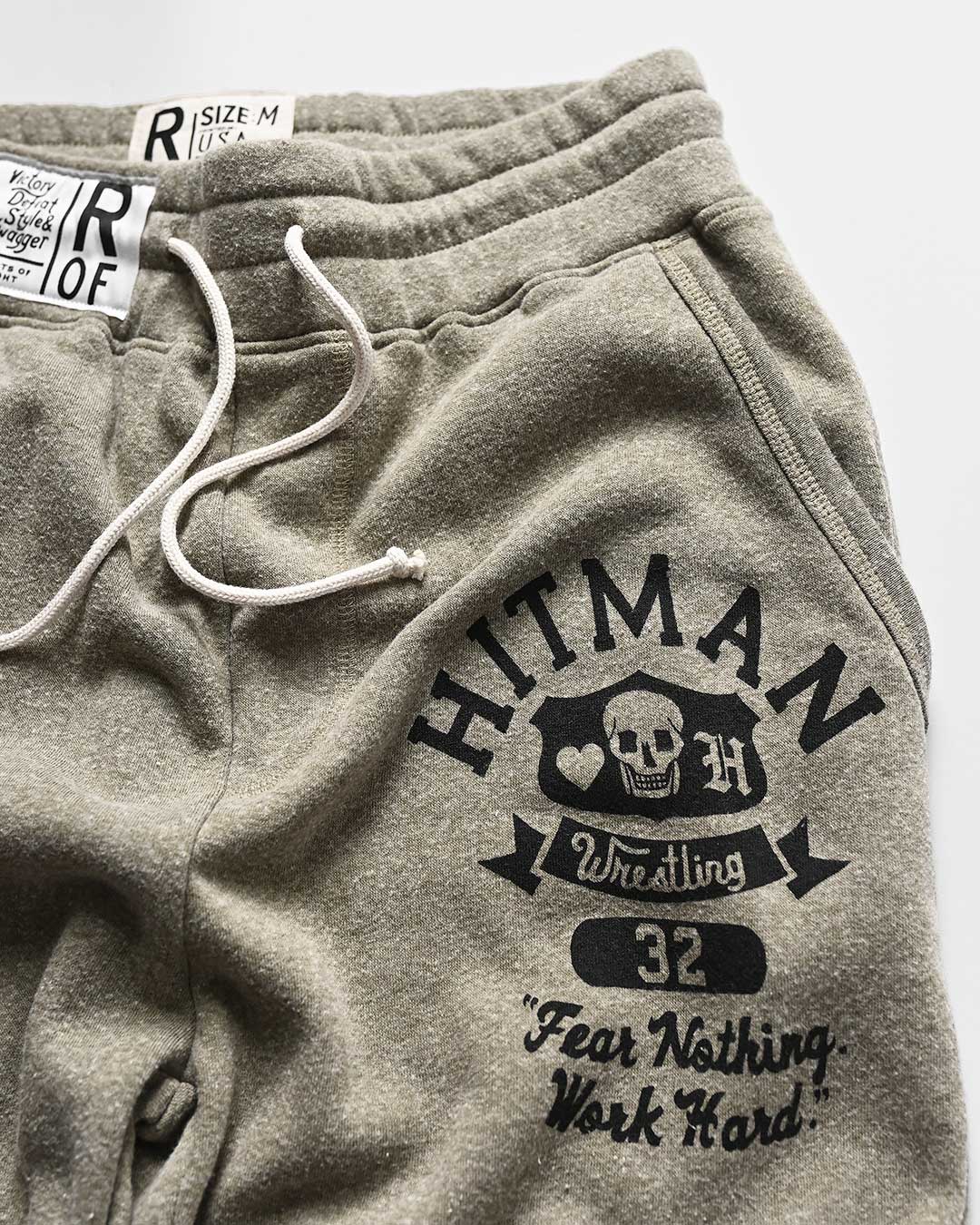 Bret Hart 'Fear Nothing' Olive Sweatpants - Roots of Fight