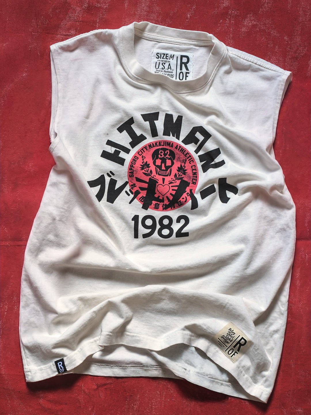 Heart To Heart PR タイトルカップ 敢闘賞 Bret Hart 'Hitman' Japan '82 White Muscle Tee