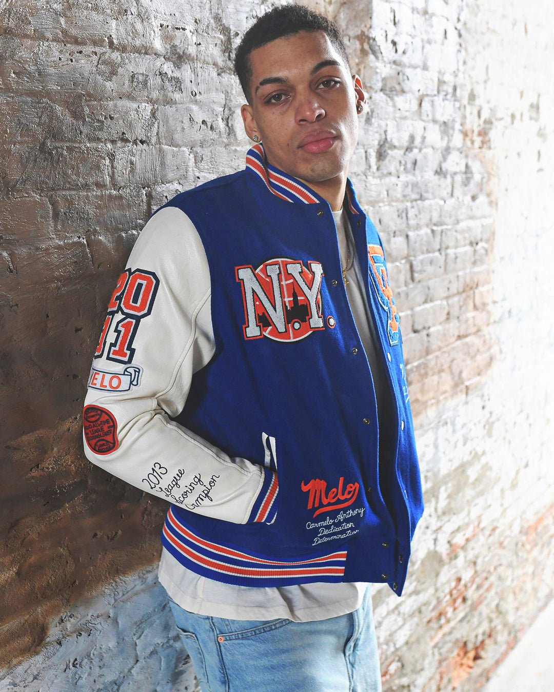 C. Anthony New York Blue Varsity Jacket - Roots of Fight
