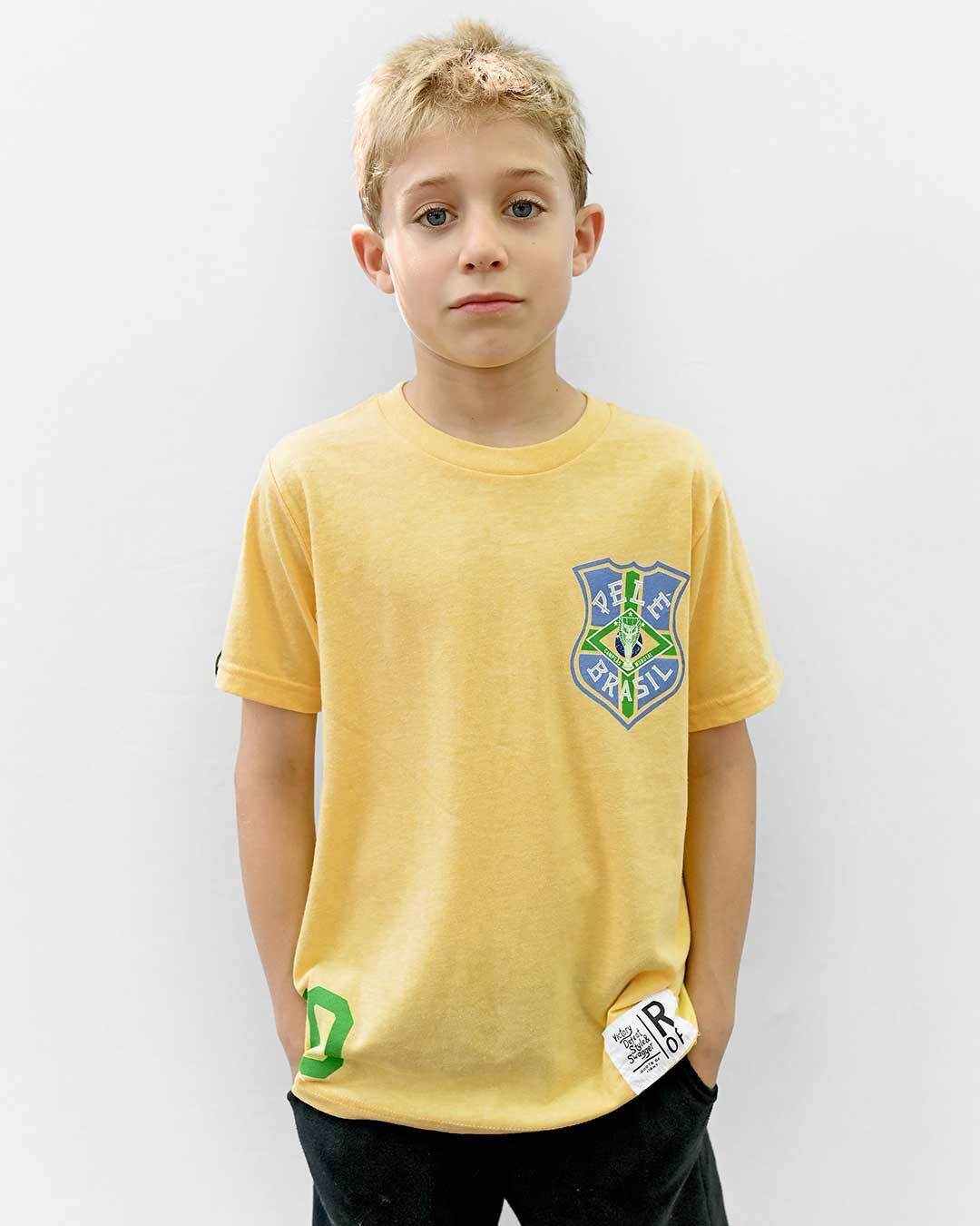 Pelé #10 Brasil Gold Kid's Tee - Roots of Fight