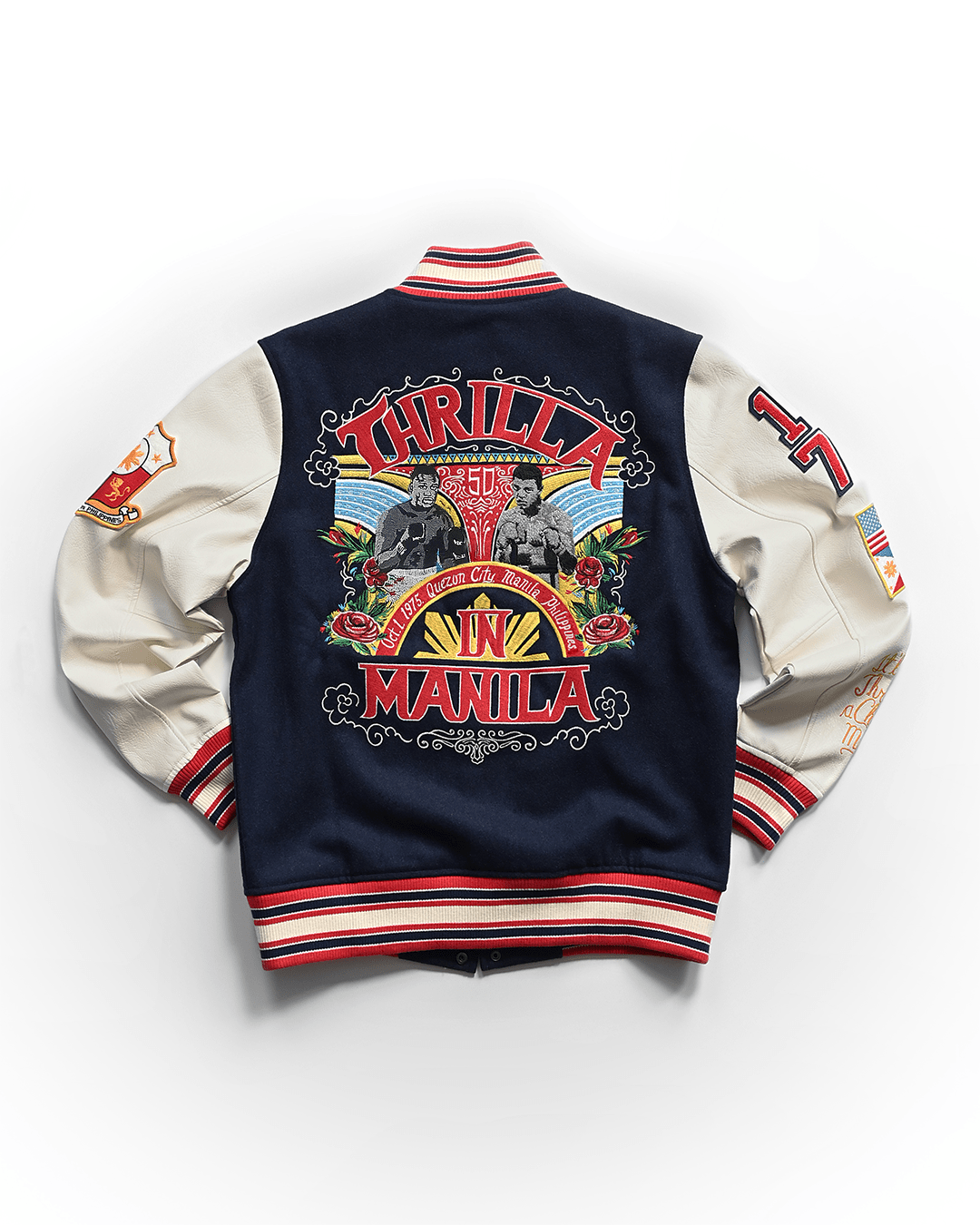 Thrilla in Manila 50th Anniversary Navy Varsity Jacket - Roots of Fight