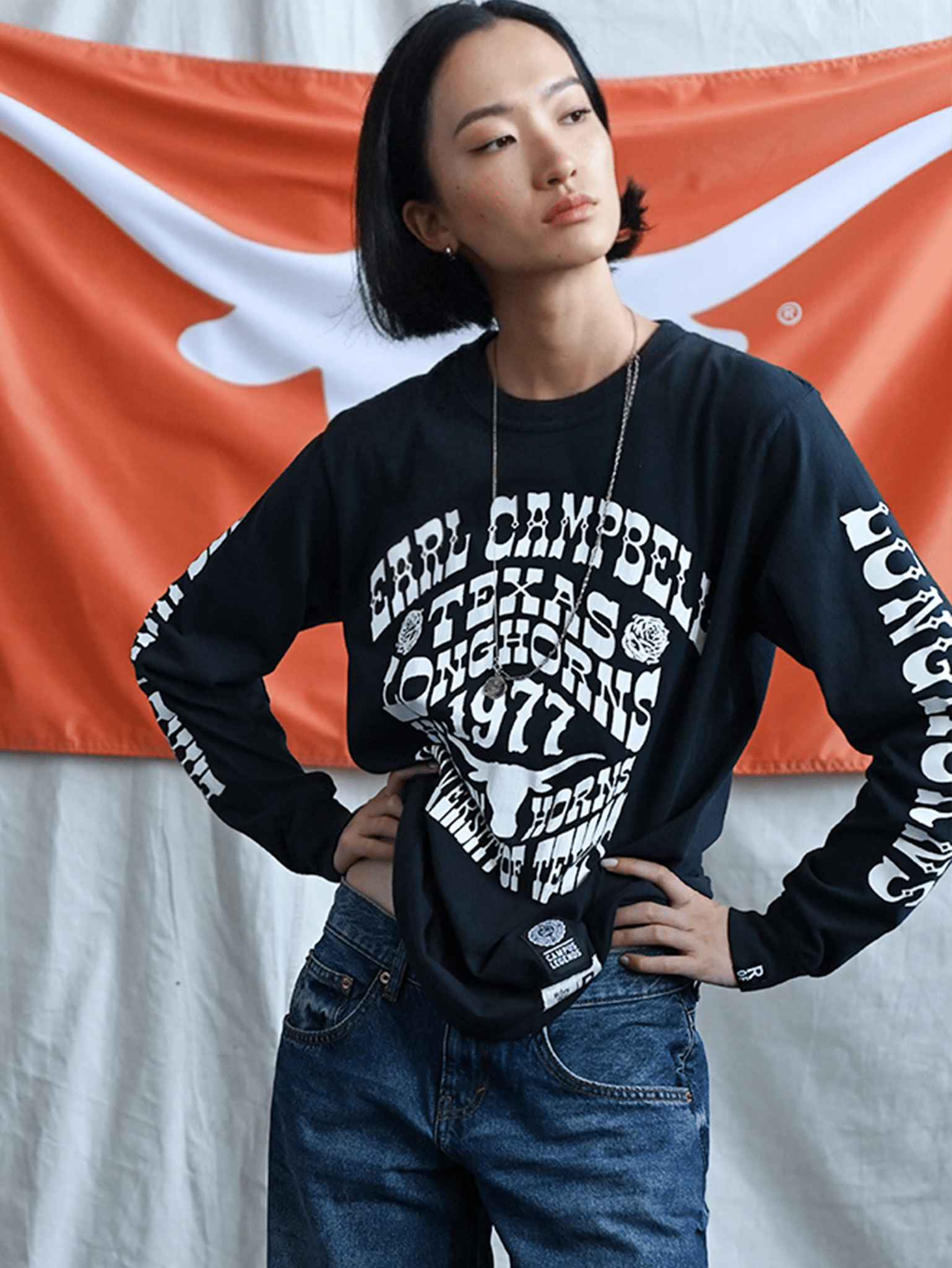 UT - Earl Campbell Longhorns Black Long Sleeve Tee - Roots of Fight