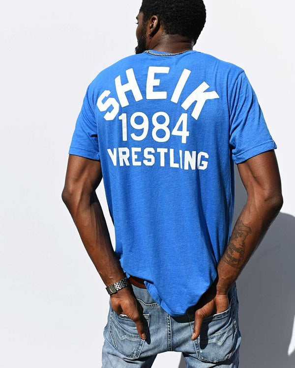 Iron Sheik 1984 Wrestling Blue Tee Roots of Fight
