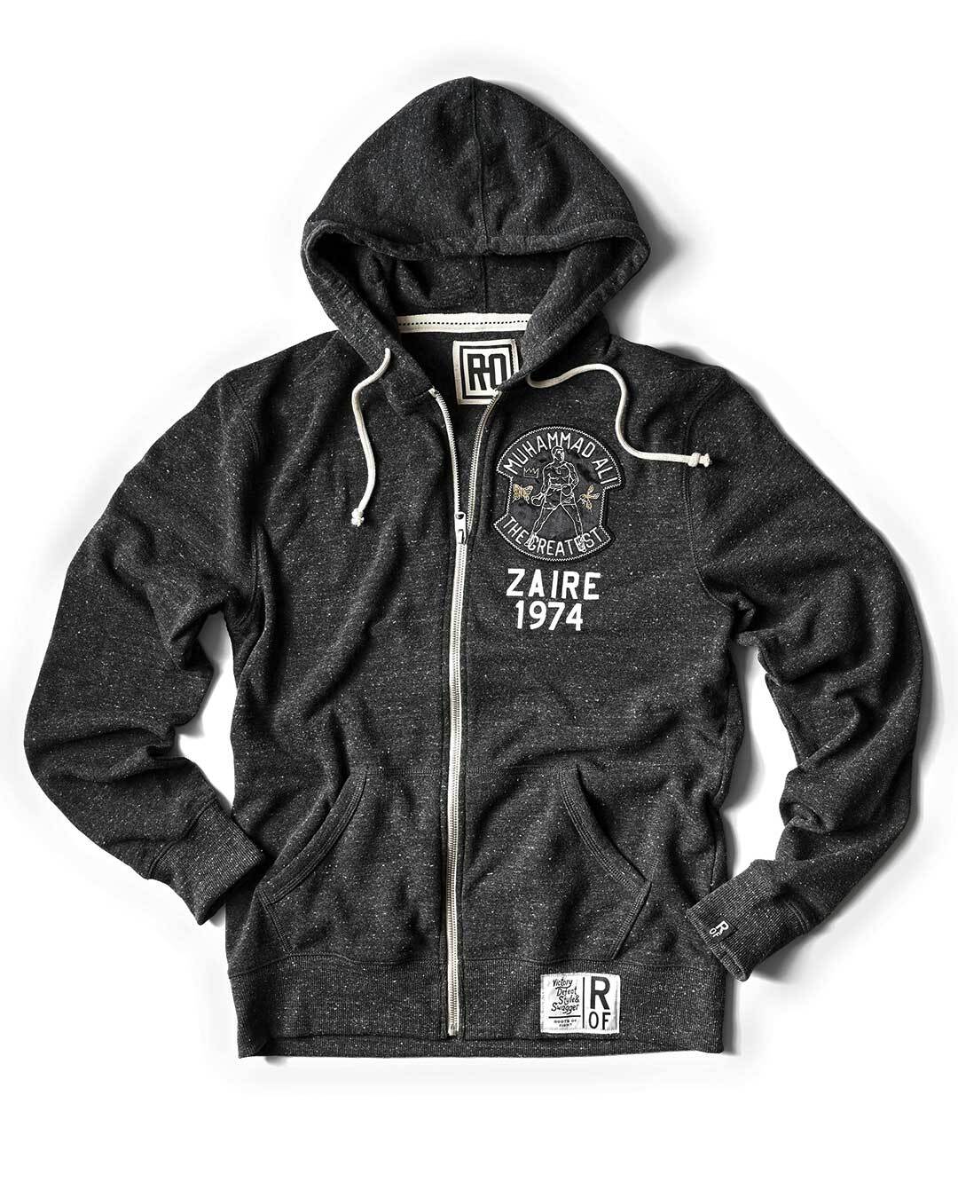 Rumble in the Jungle Anniversary Black FZ Hoody - Roots of Fight