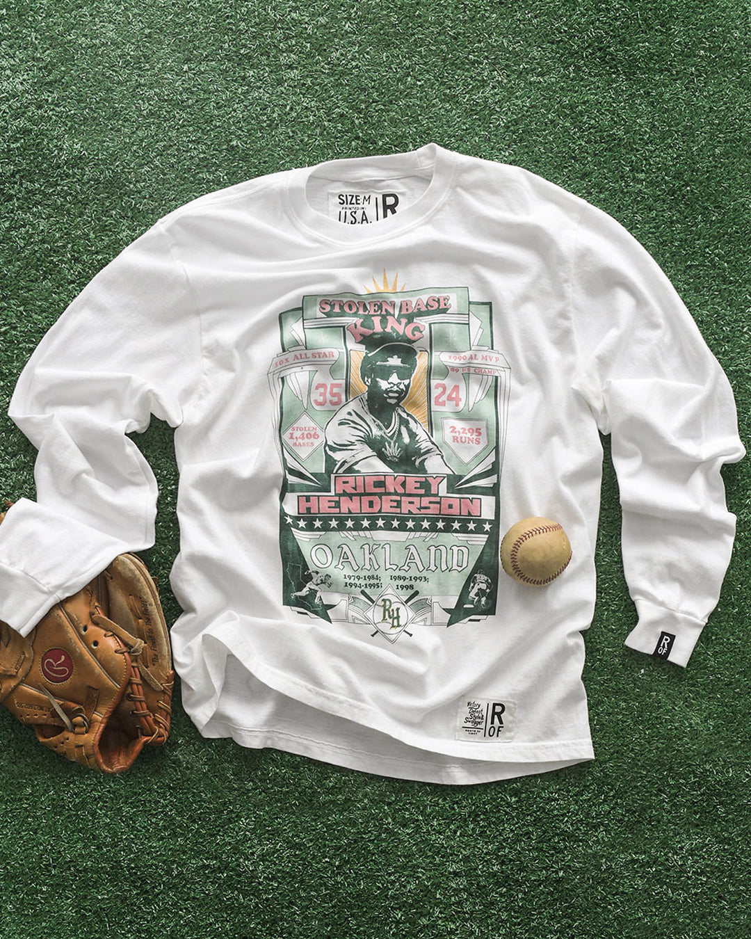 Rickey Henderson Oakland White Long Sleeve Tee