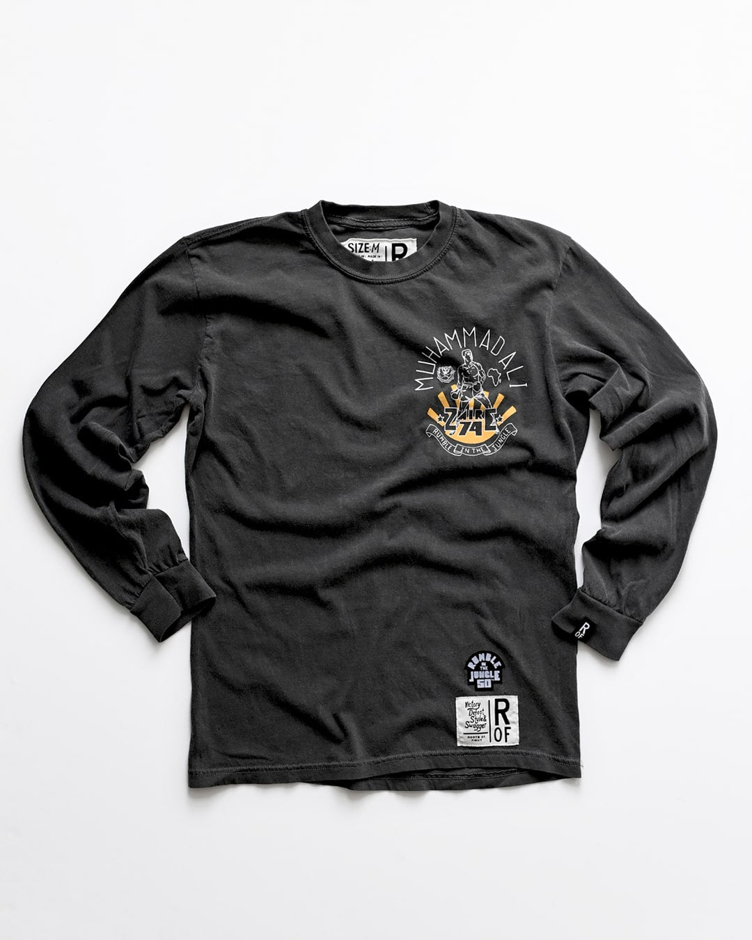 Ali Rumble in The Jungle Charcoal Long Sleeve Tee - Roots of Fight