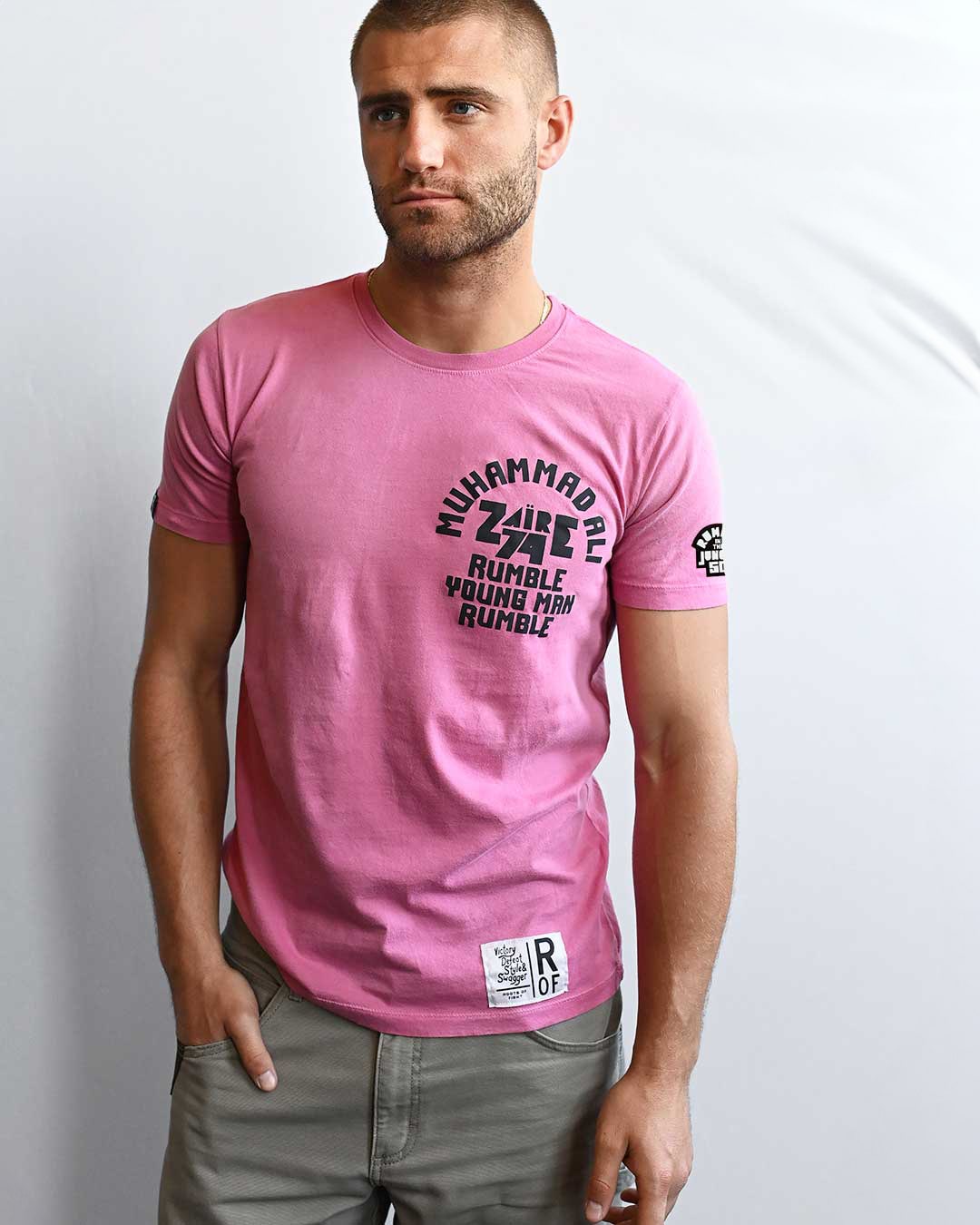 Ali Rumble in the Jungle Pink Tee - Roots of Fight