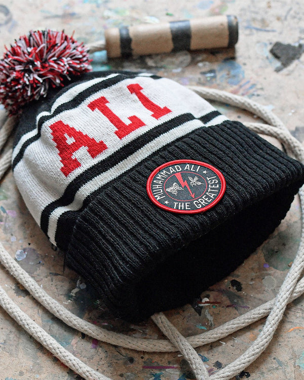 Ali "The Greatest" Black Pom Pom Beanie - Roots of Fight