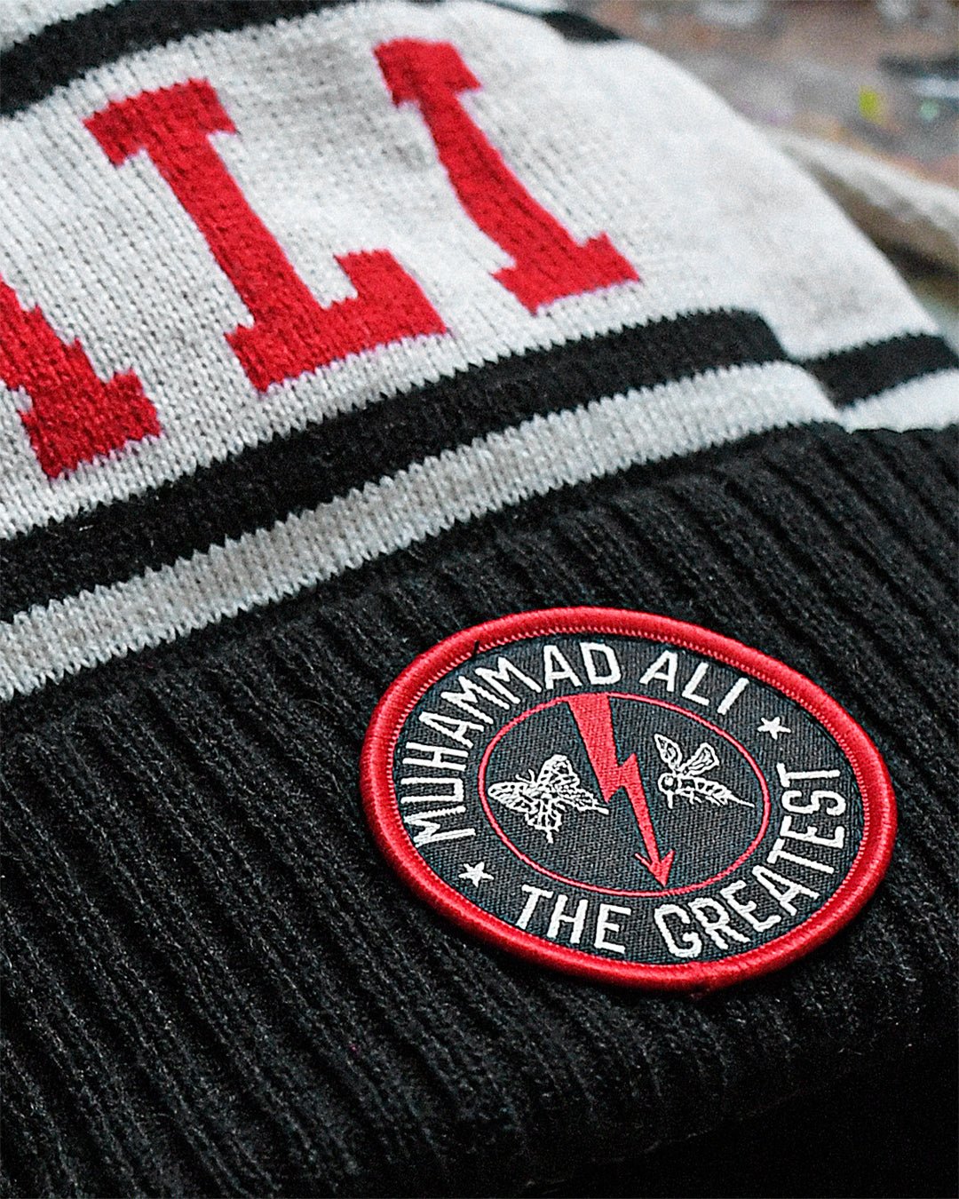 Ali "The Greatest" Black Pom Pom Beanie - Roots of Fight