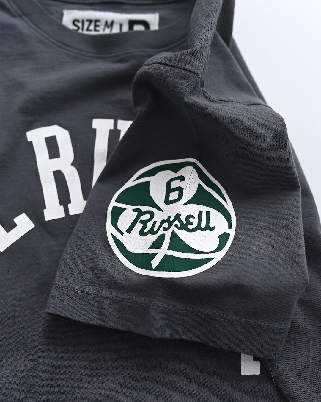 Bill Russell #6 Vintage Grey Tee - Roots of Fight