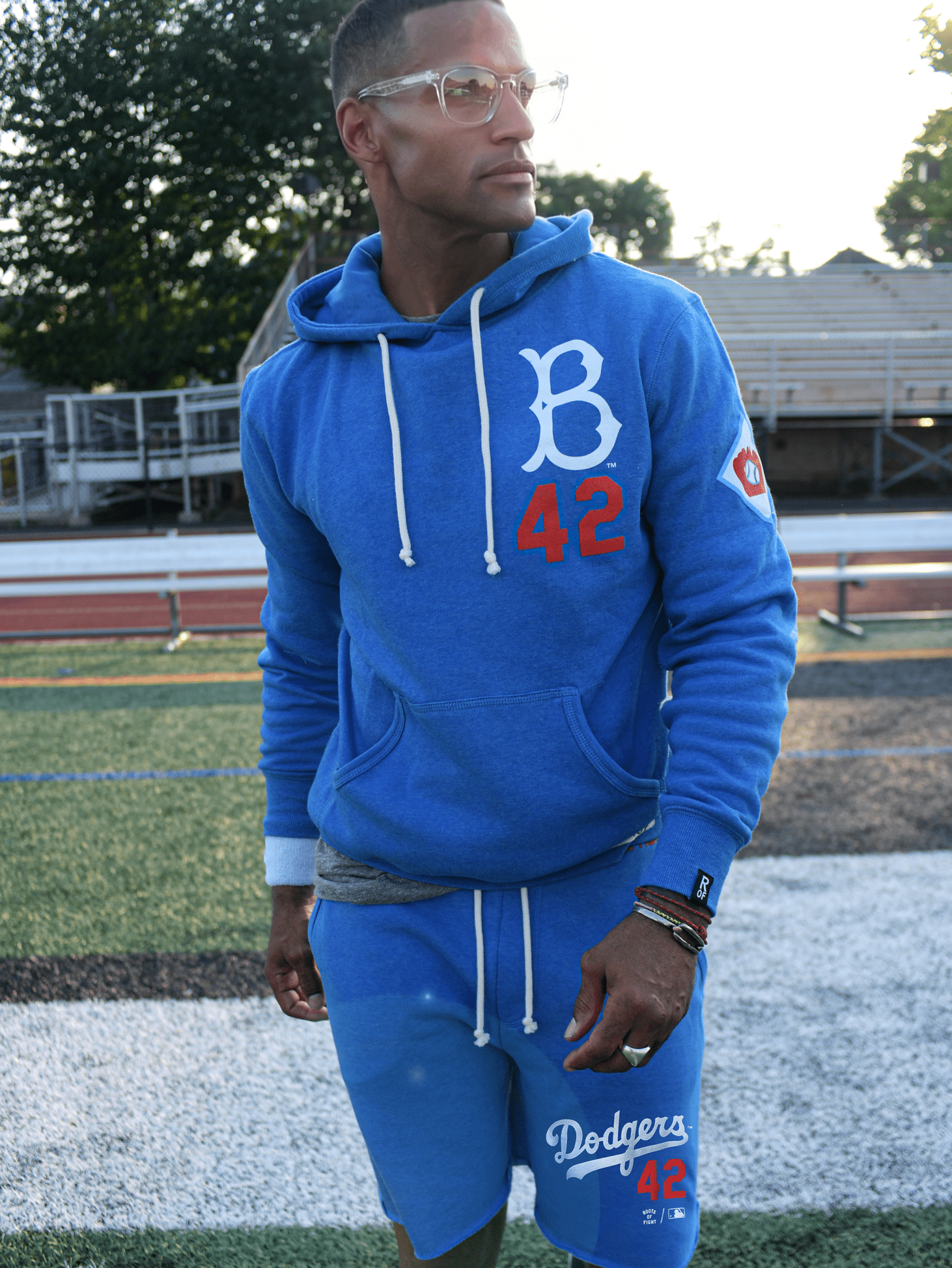 BKN Dodgers Jackie Robinson Blue PO Hoody - Roots of Fight