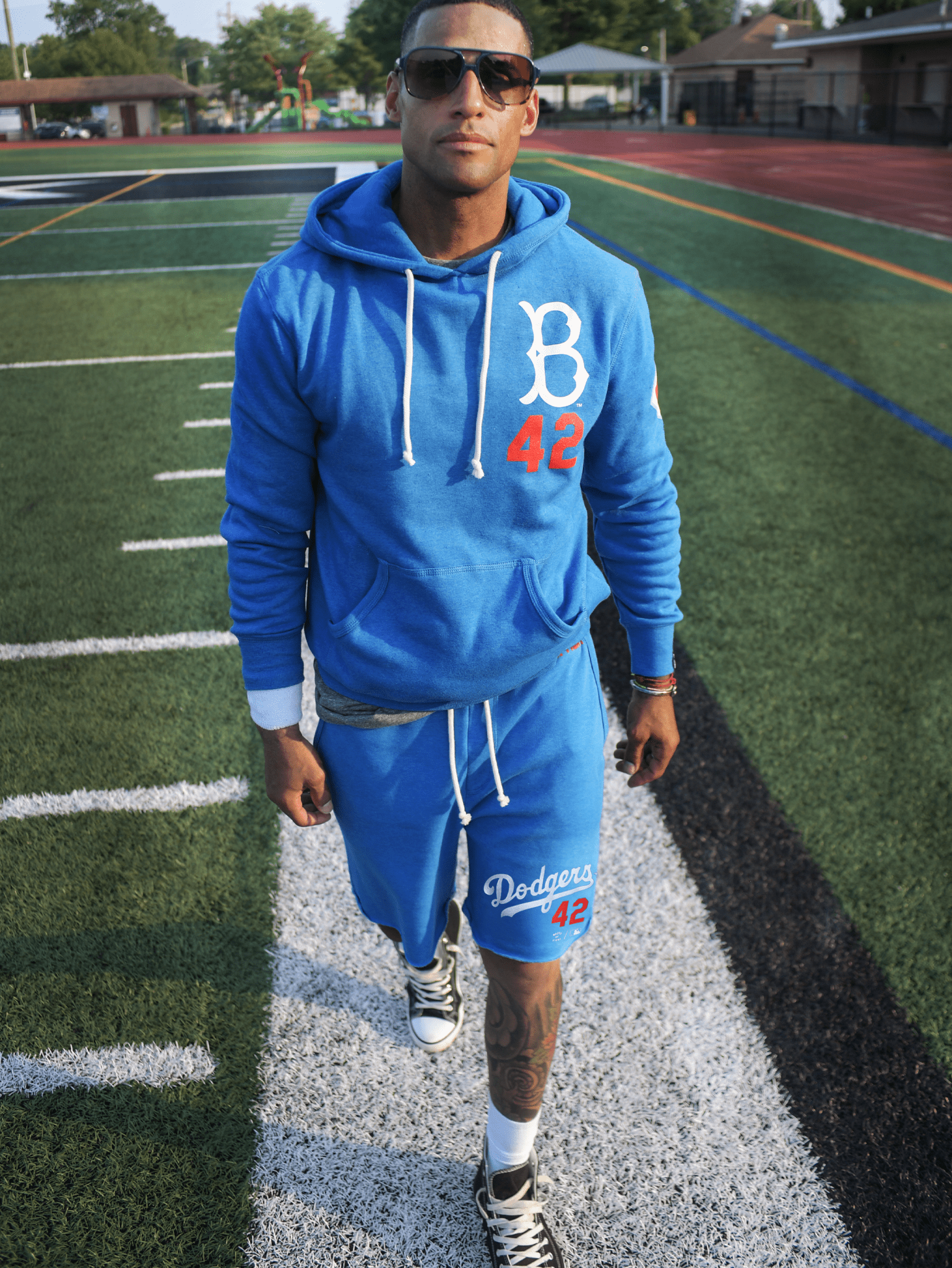 BKN Dodgers Jackie Robinson Blue Shorts - Roots of Fight