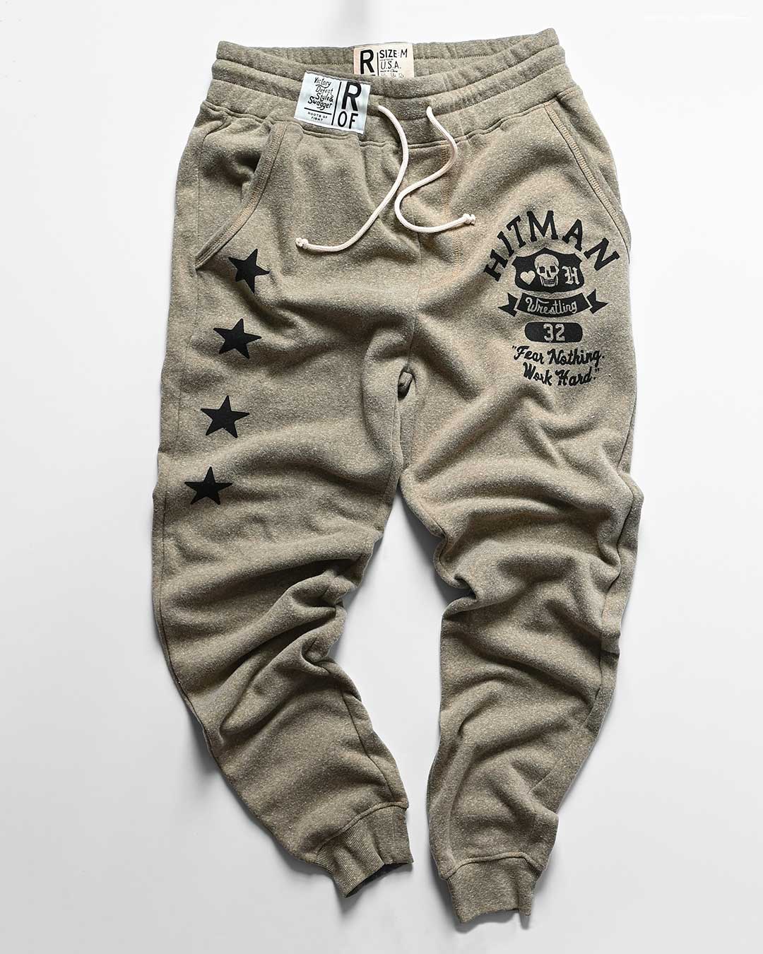 Bret Hart 'Fear Nothing' Olive Sweatpants - Roots of Fight