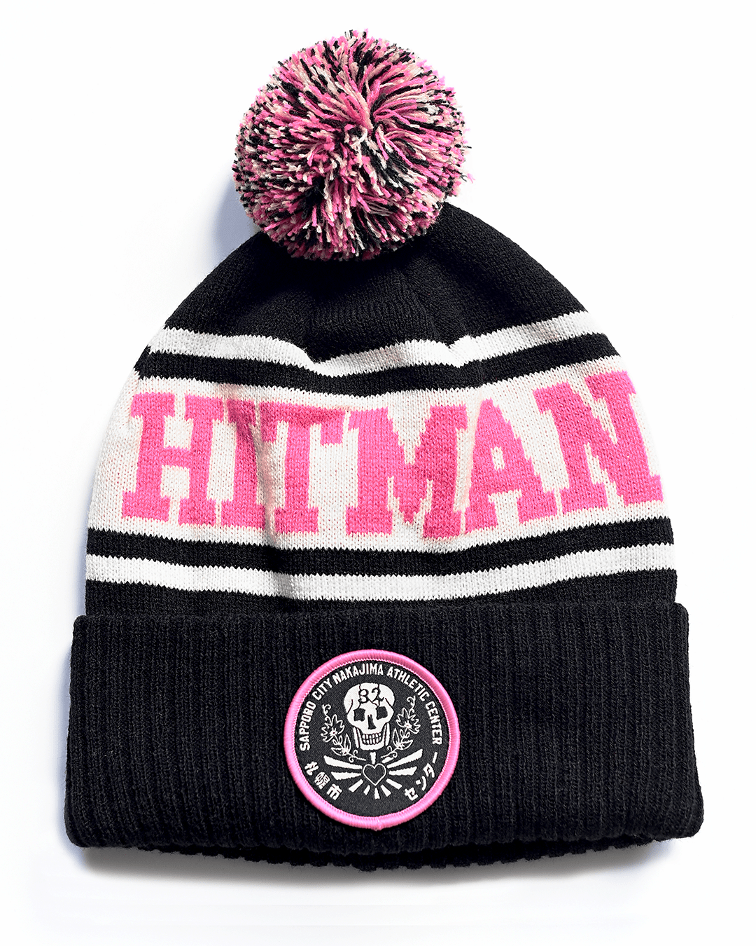 Bret Hart Hitman Black Pom Pom Beanie