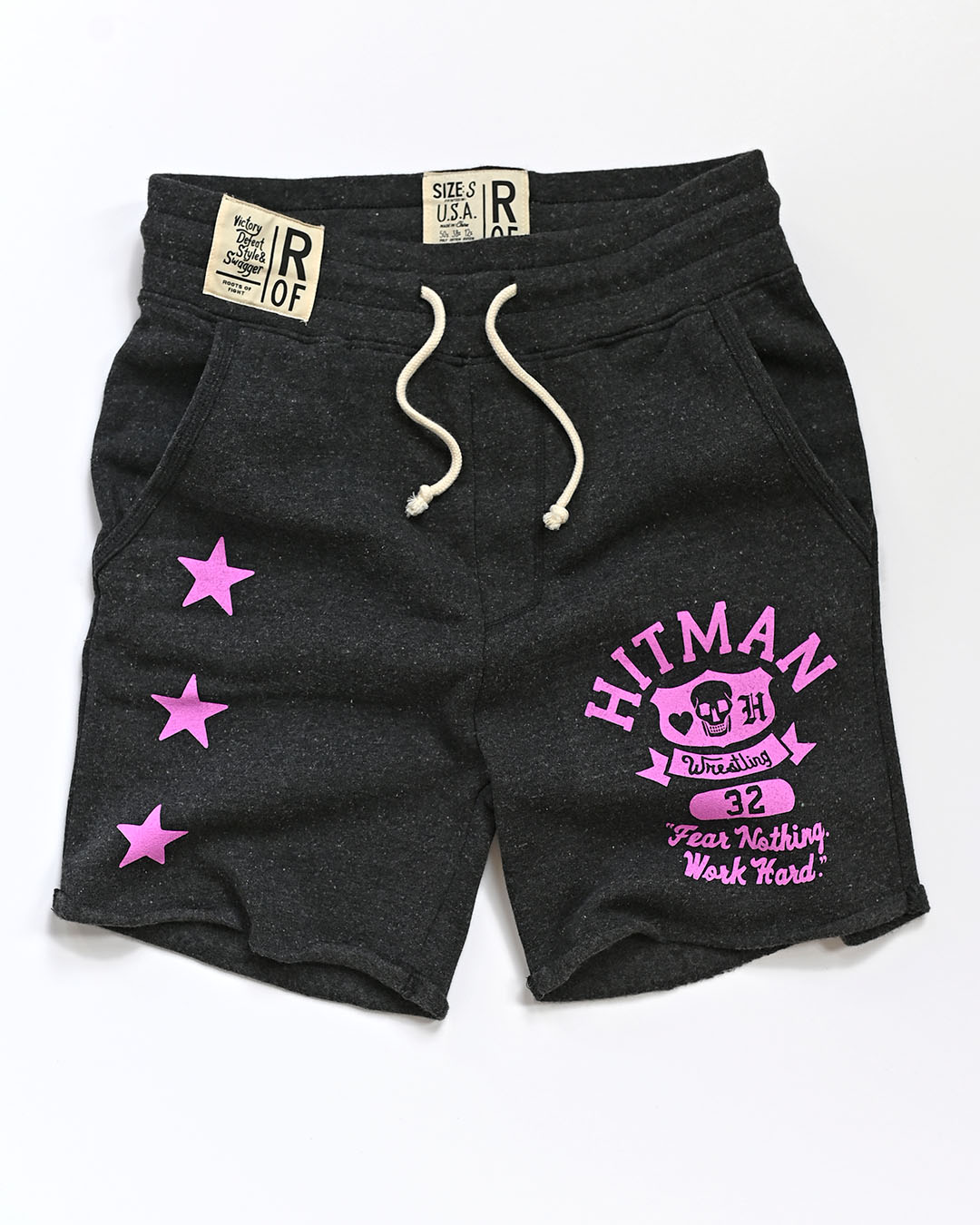 Bret &#39;Hitman&#39; Hart Fear Nothing Black Shorts - Roots of Fight
