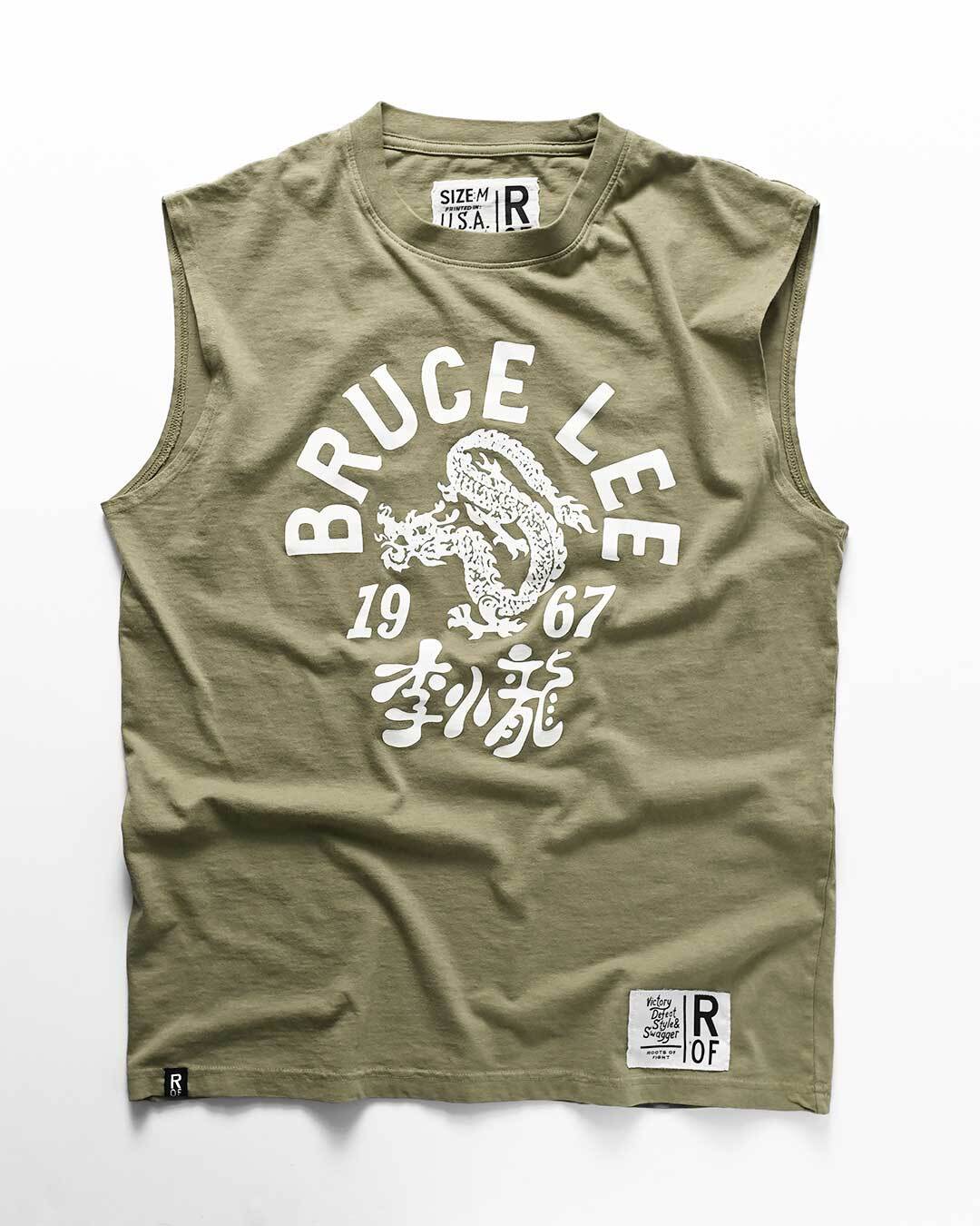 Bruce Lee &#39;67 Freedom Olive Muscle Tee - Roots of Fight