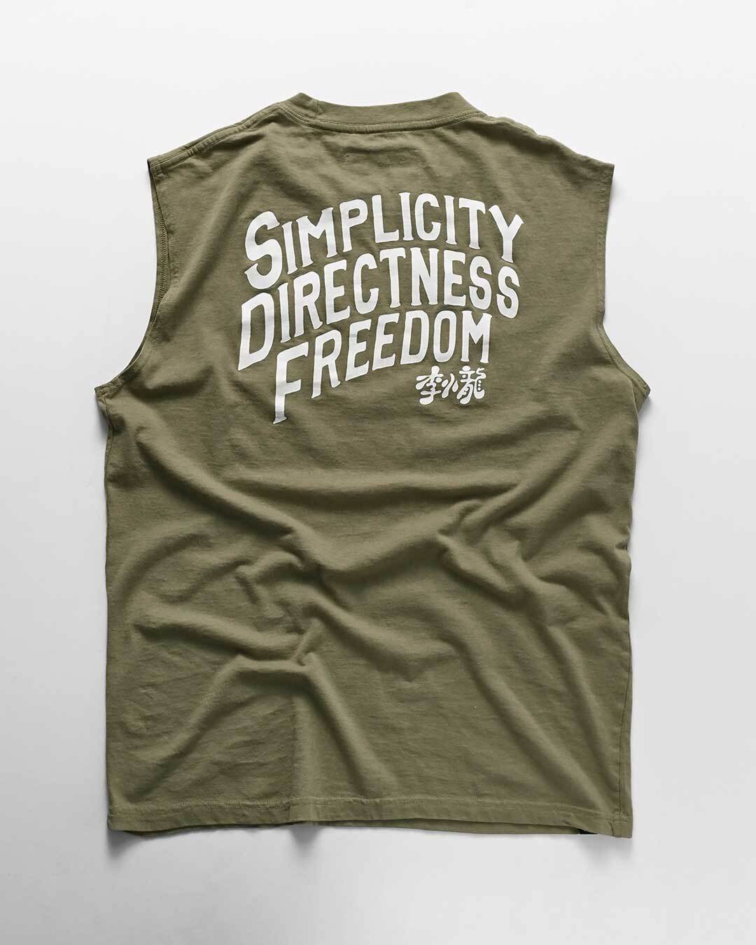 Bruce Lee &#39;67 Freedom Olive Muscle Tee - Roots of Fight
