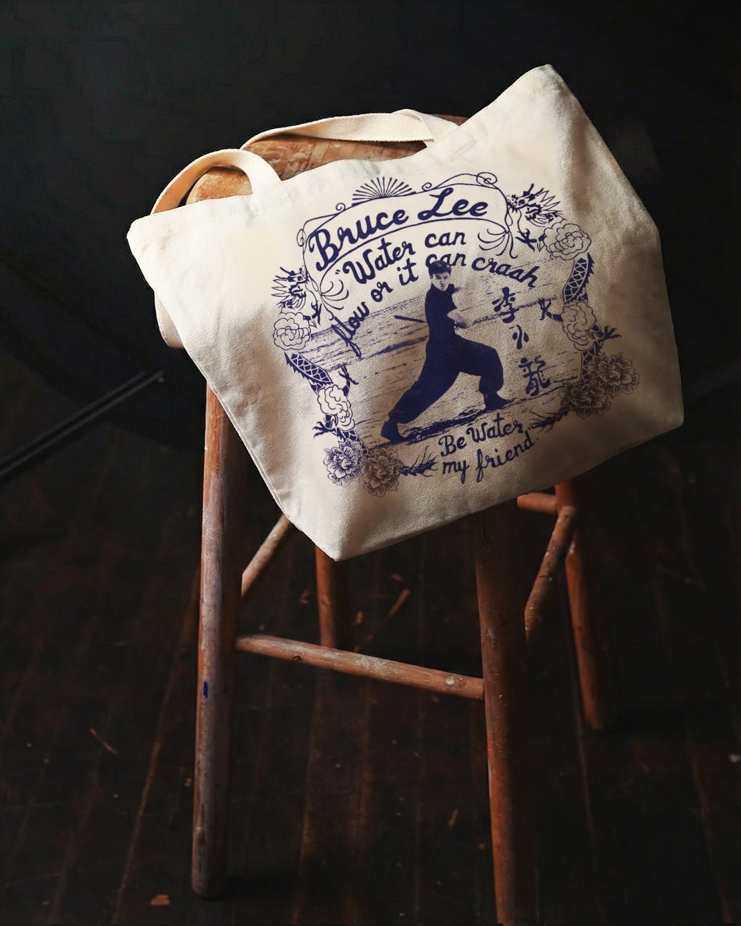 Bruce Lee Be Water Ivory Tote Bag - Roots of Fight
