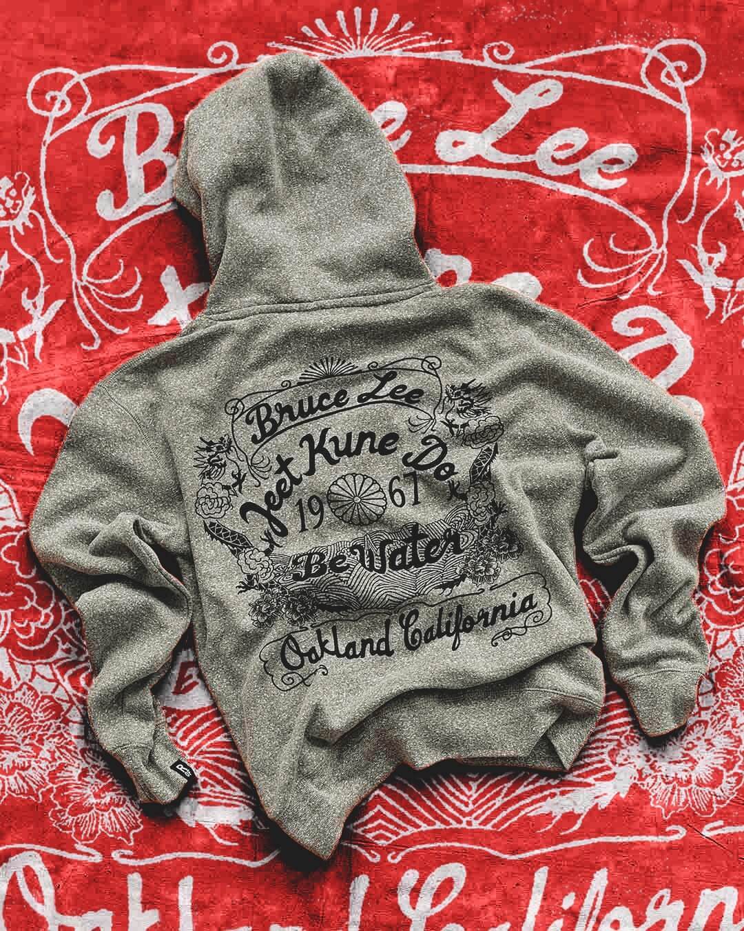 Bruce Lee &#39;Be Water&#39; Olive PO Hoody - Roots of Fight
