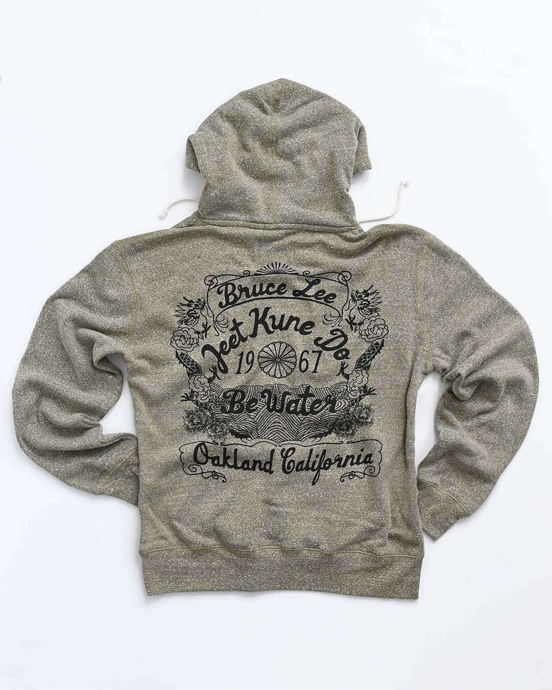 Bruce Lee &#39;Be Water&#39; Olive PO Hoody - Roots of Fight