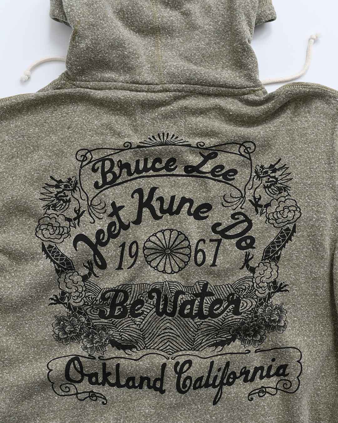 Bruce Lee &#39;Be Water&#39; Olive PO Hoody - Roots of Fight