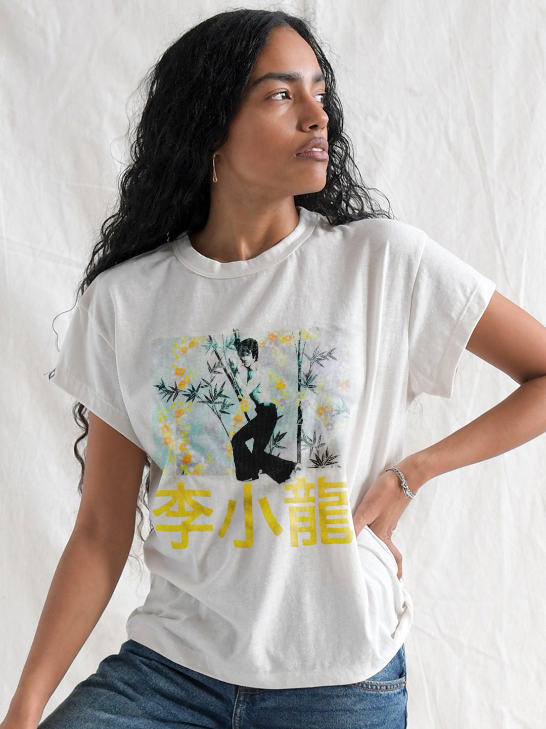 Bruce Lee Vintage Pose Women's White Tee - Roots of Fight