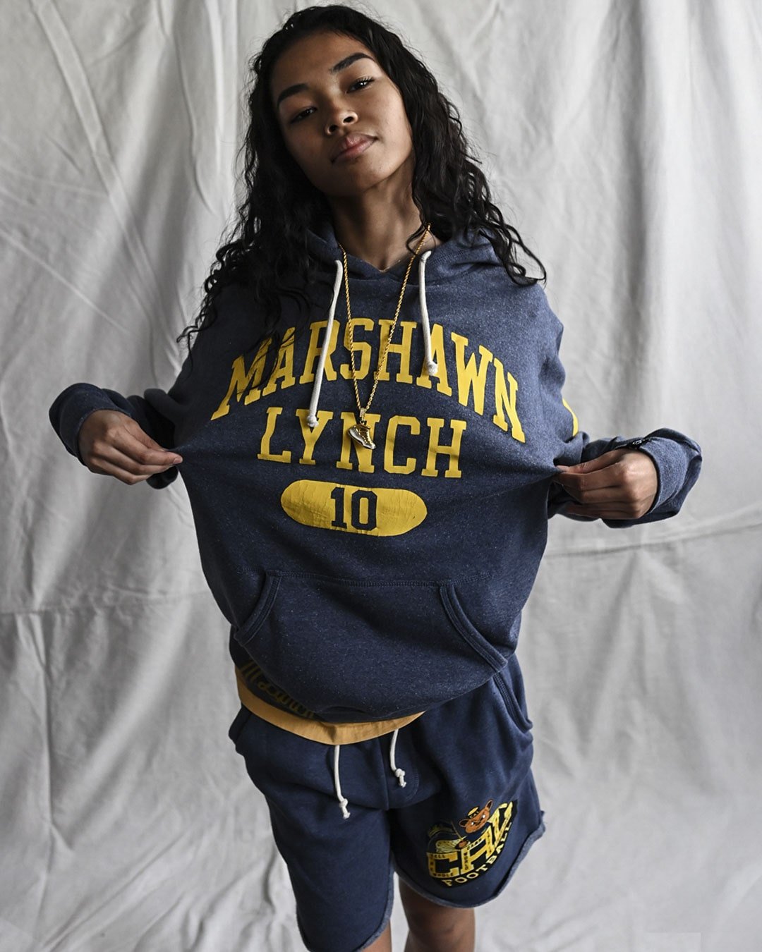 CAL - Marshawn Lynch #10 Navy PO Hoody - Roots of Fight