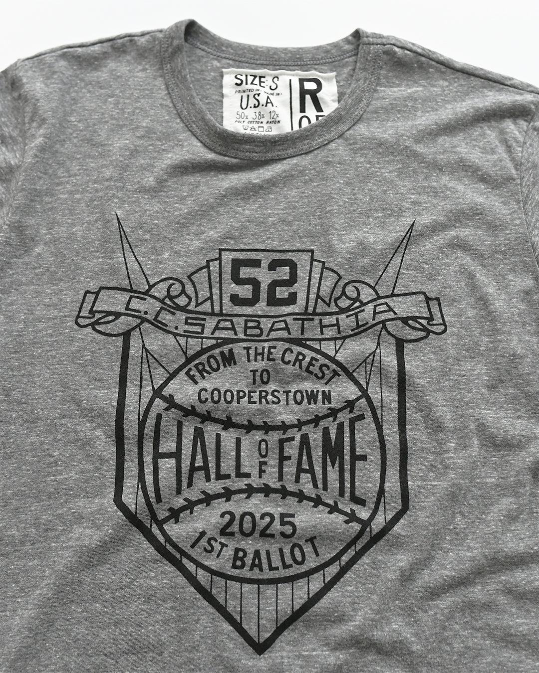 CC Sabathia First Ballot HOF Grey Tee - Roots of Fight