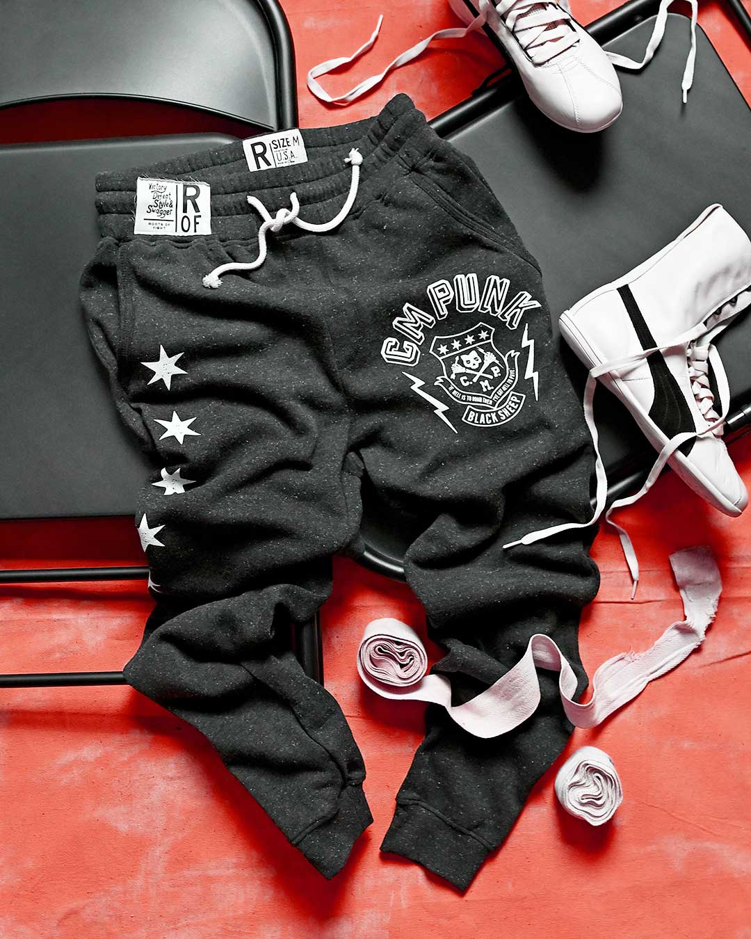 CM Punk 'Black Sheep' Black Sweatpants - Roots of Fight