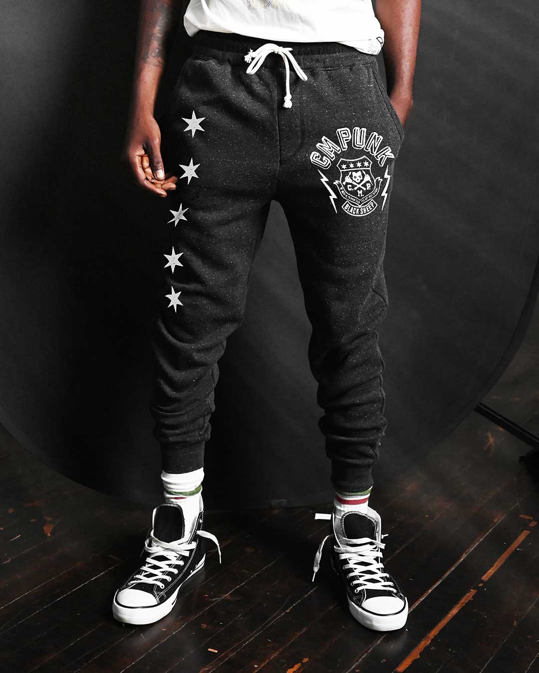 CM Punk 'Black Sheep' Black Sweatpants - Roots of Fight