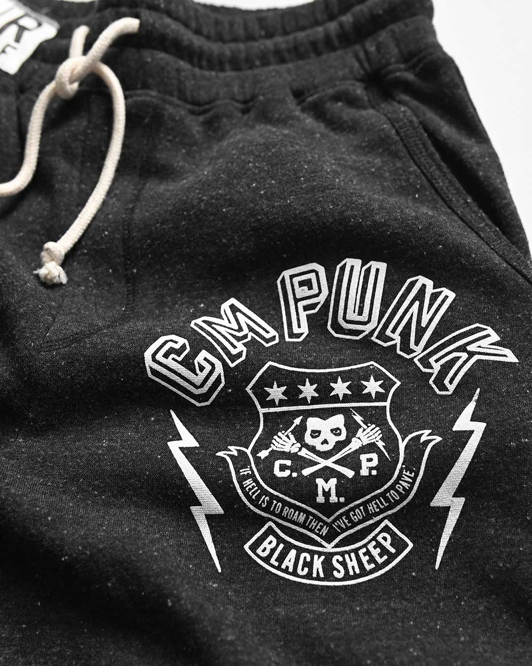 CM Punk 'Black Sheep' Black Sweatpants - Roots of Fight