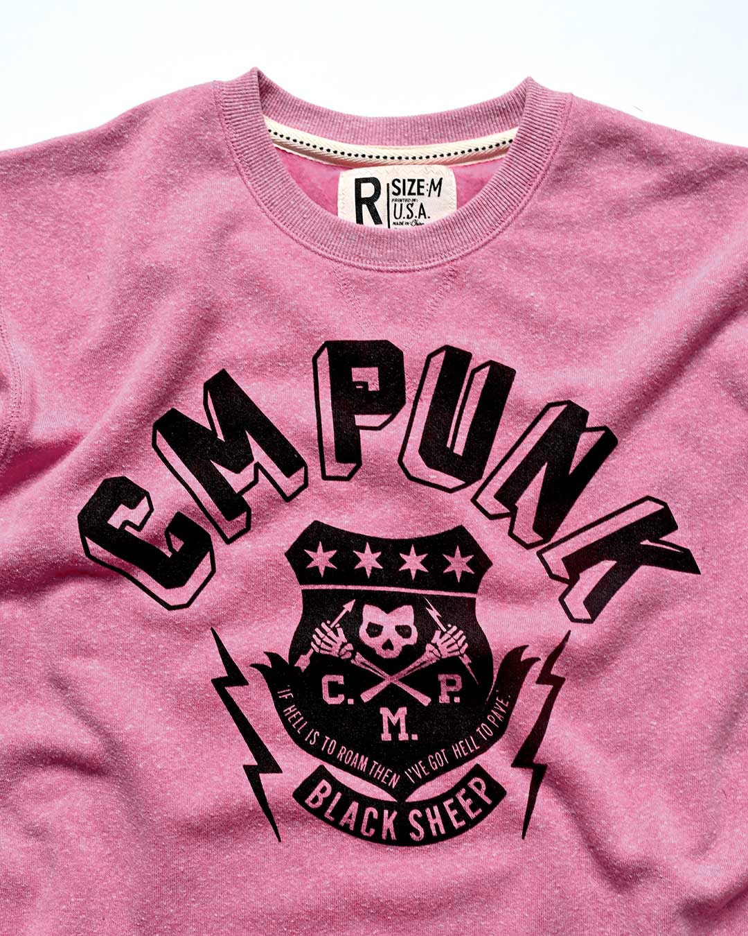 CM Punk &#39;Black Sheep&#39; Pink Sweatshirt - Roots of Fight