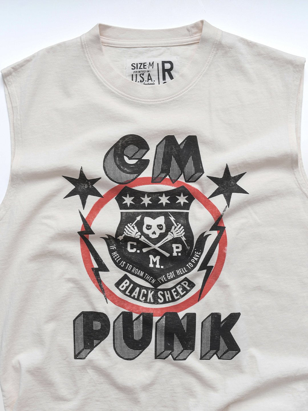CM Punk 'Black Sheep' White Muscle Tee - Roots of Fight