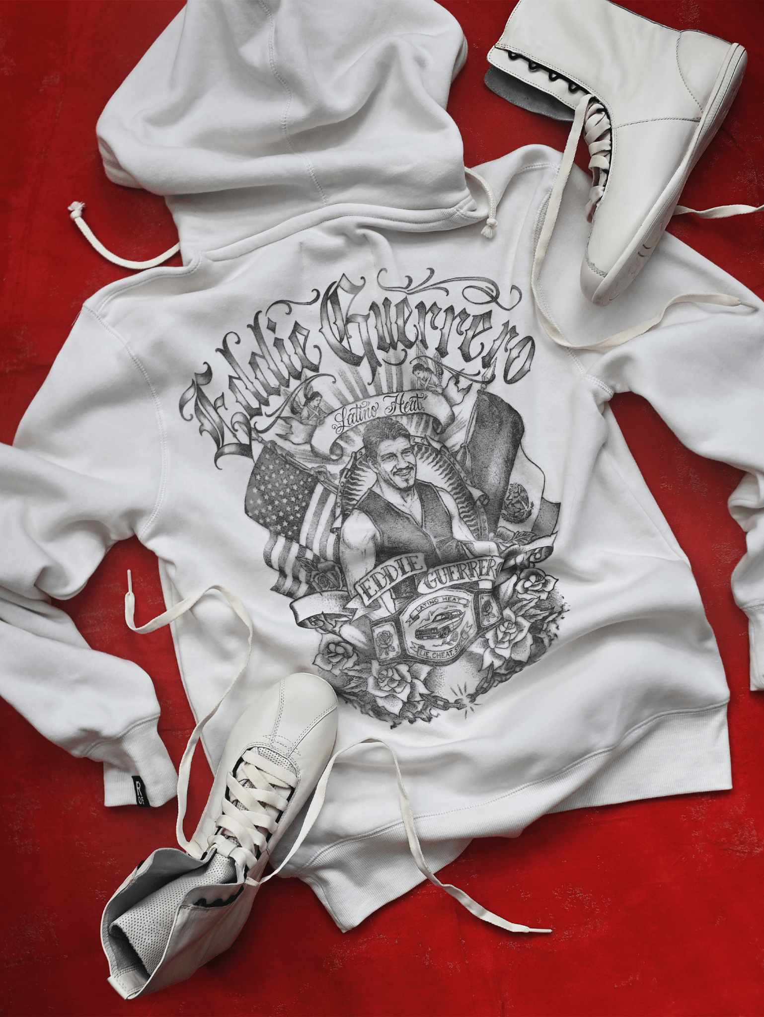 Eddie Guerrero Latino Heat White PO Hoody - Roots of Fight