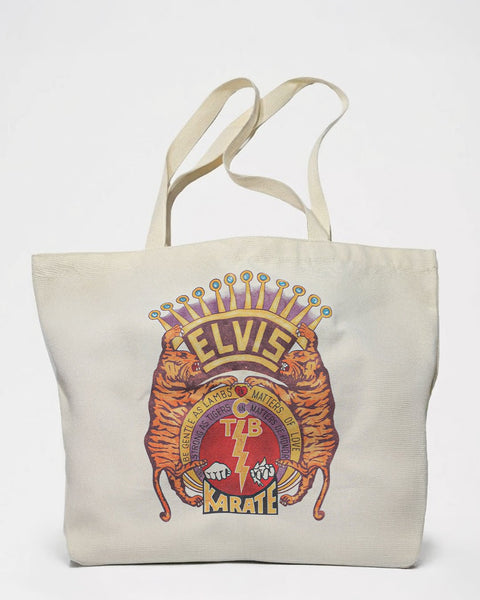 Elvis TCB Karate Ivory Tote Bag