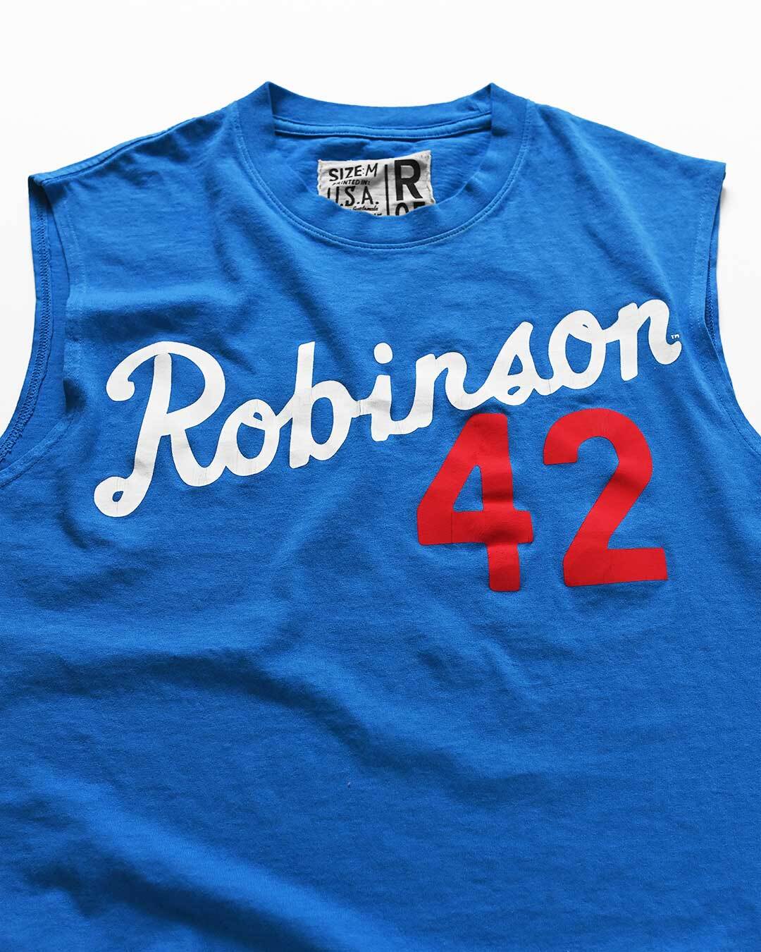 Jackie Robinson #42 Blue Muscle Tee - Roots of Fight