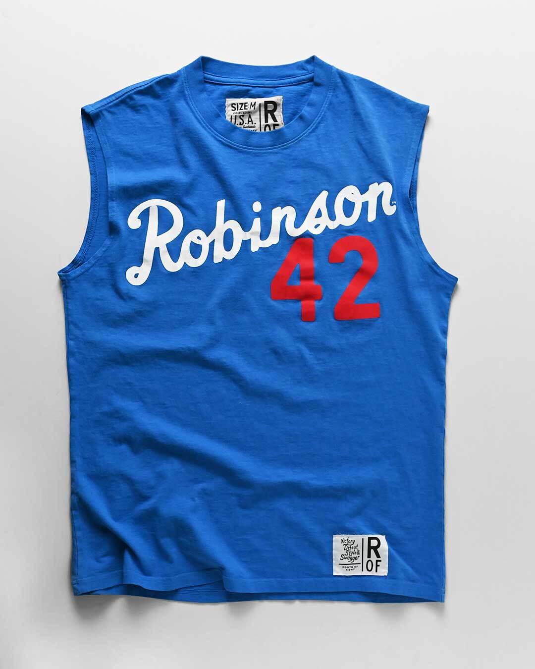 Jackie Robinson #42 Blue Muscle Tee - Roots of Fight