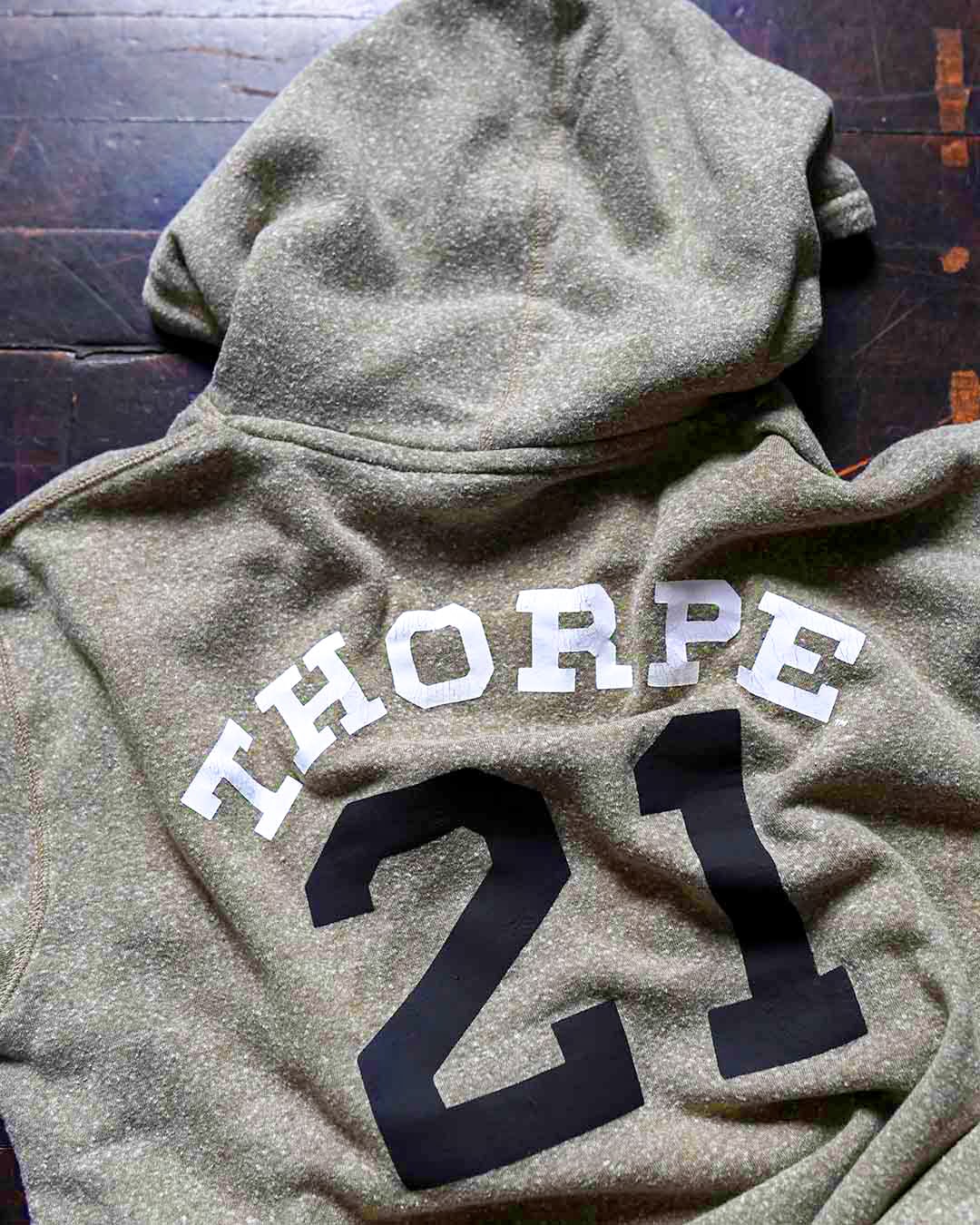 Jim Thorpe Canton #21 Olive PO Hoody - Roots of Fight