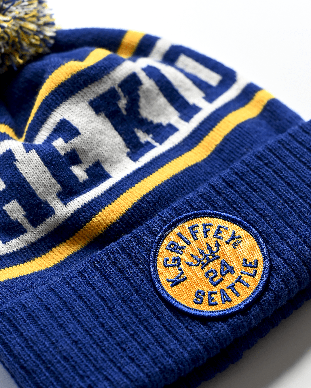 Ken Griffey Jr. 'The Kid' Blue Pom Pom Beanie - Roots of Fight