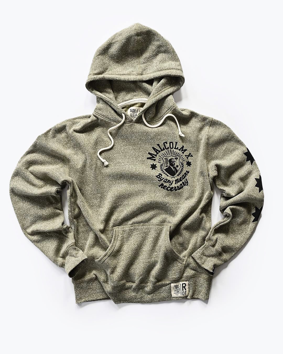 Malcolm X By Any Means Necessary Olive PO Hoody - Roots of Fight