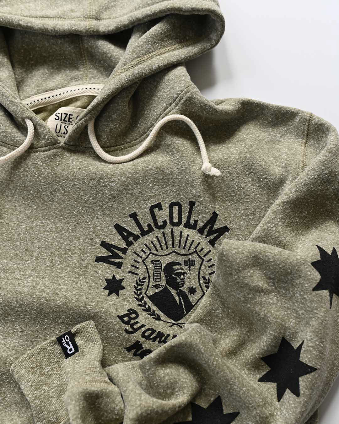 Malcolm X By Any Means Necessary Olive PO Hoody - Roots of Fight