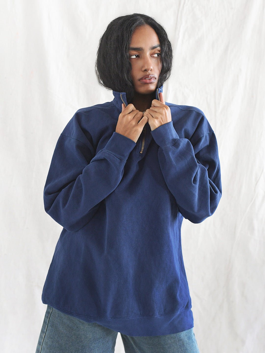 Premium Midweight Quarter - Zip Navy Sweatshirt - Roots of Fight