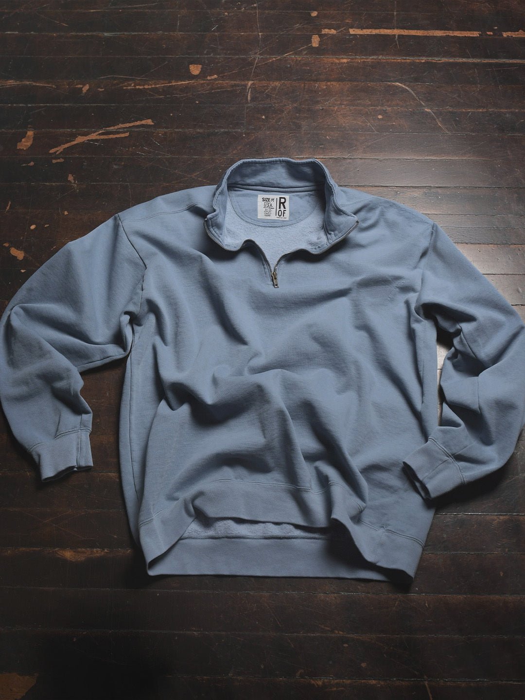 Premium Midweight Quarter - Zip Vintage Denim Sweatshirt - Roots of Fight