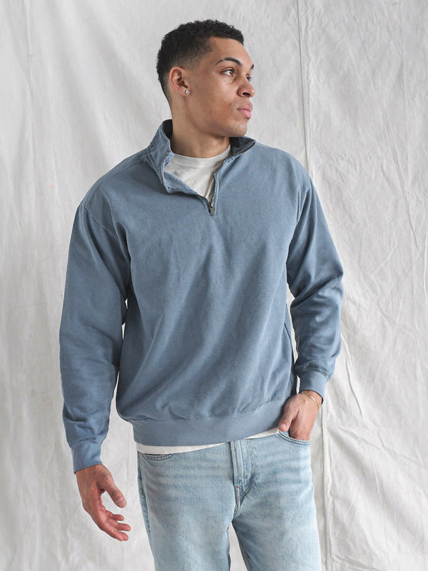 Premium Midweight Quarter - Zip Vintage Denim Sweatshirt - Roots of Fight