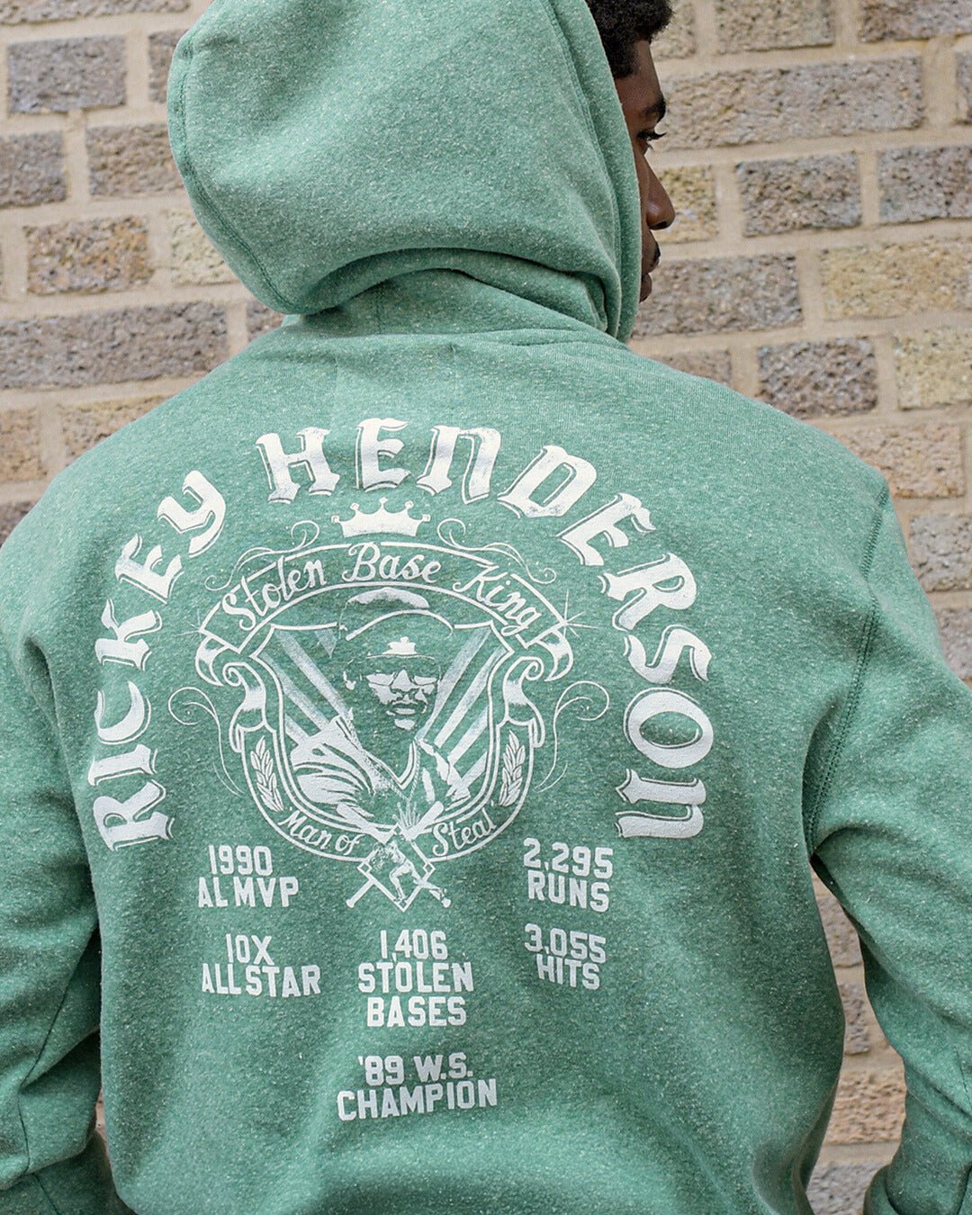 Rickey Henderson Stolen Base King Green PO Hoody - Roots of Fight