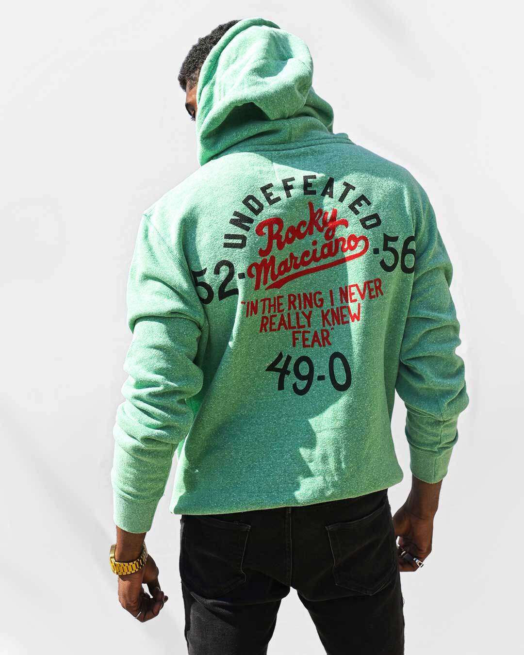 Rocky Marciano Undefeated Heather Green PO Hoody - Roots of Fight