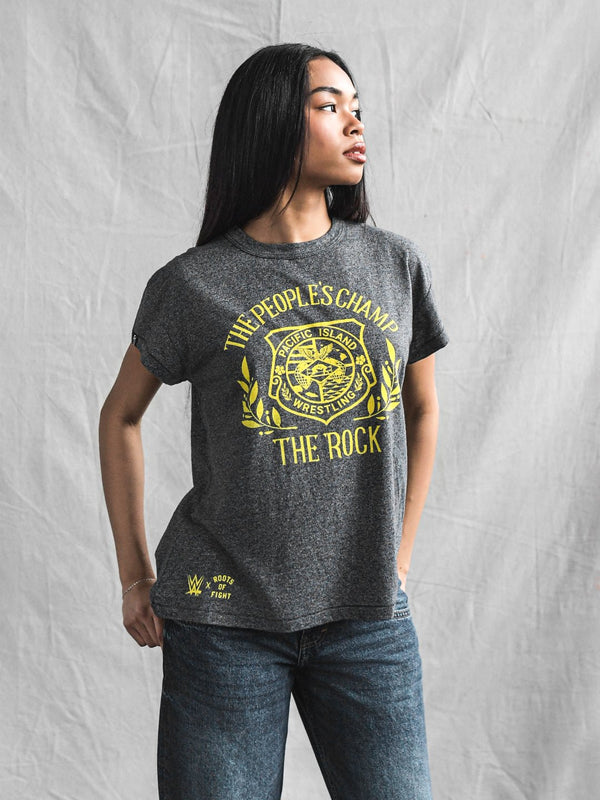 The Rock People's Champ Black Women's Tee - Roots of Fight