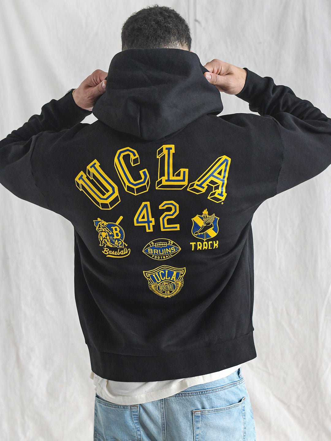 UCLA - Jackie Robinson 4 - Sport Star Black Heavyweight PO Hoody - Roots of Fight